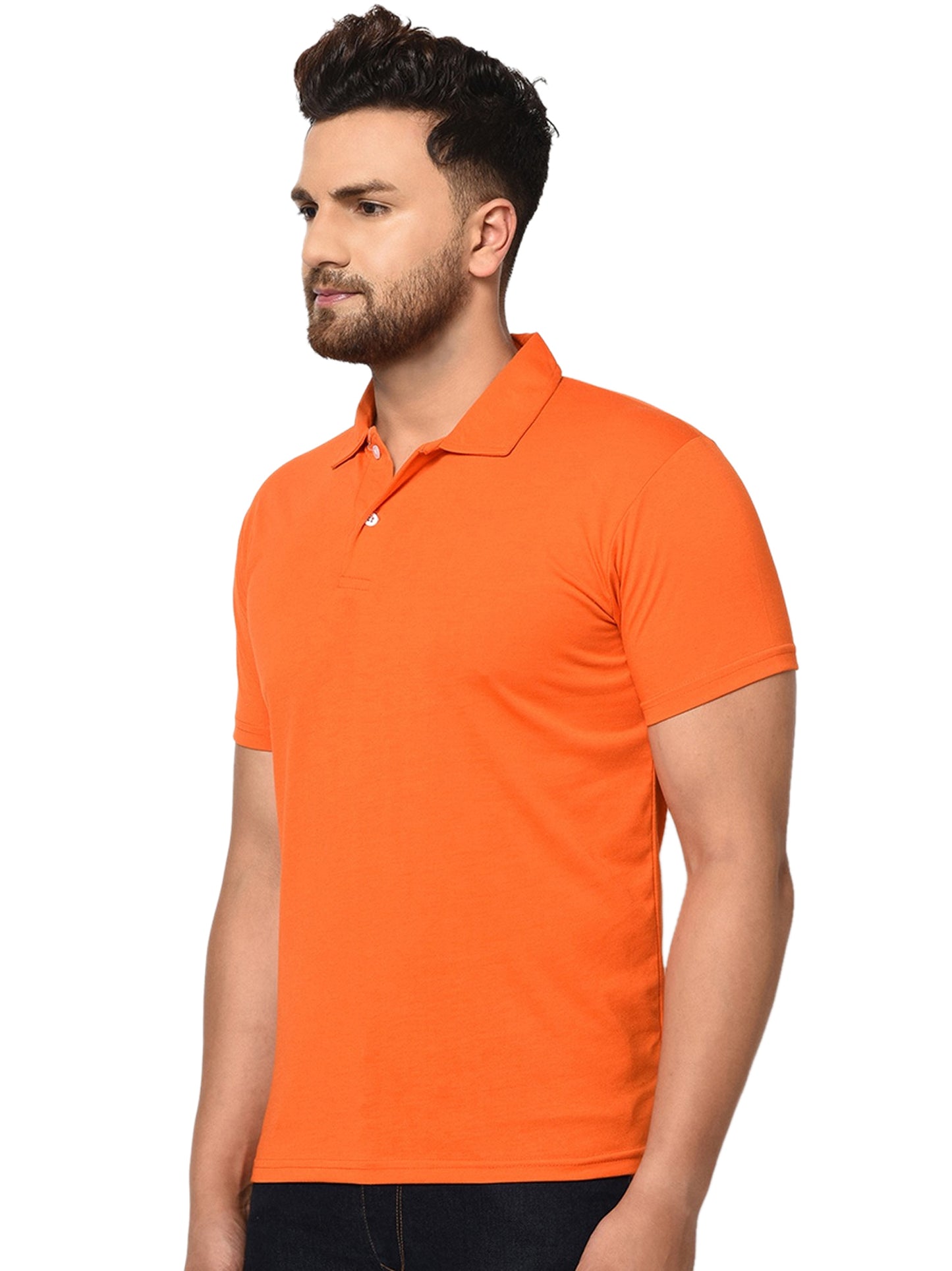 Cotton Blend Solid Half Sleeves Mens Polo T-Shirt Pack Of 4